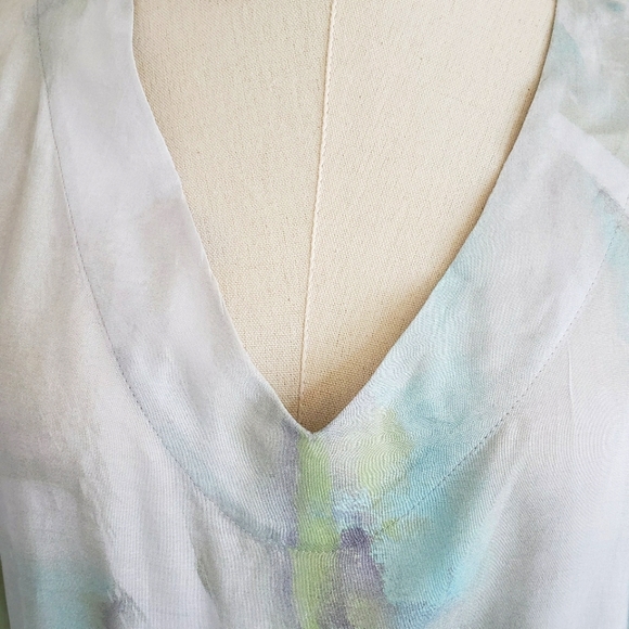 B NEW YORK Paint Splash Long Sleeve Pastel V-Neck Tunic Top--NWT--M - Picture 7 of 15